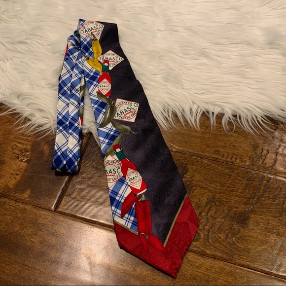 Tabasco Neck Tie Lot of 2 100% Silk Louisiana Hot Sauce - Picture 3 of 4